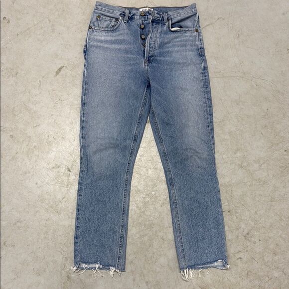 Women's Blue Jeans AGOLDE - Size 27 Straight Leg - WORN ONCE - Cut Ankle - Picture 1 of 4